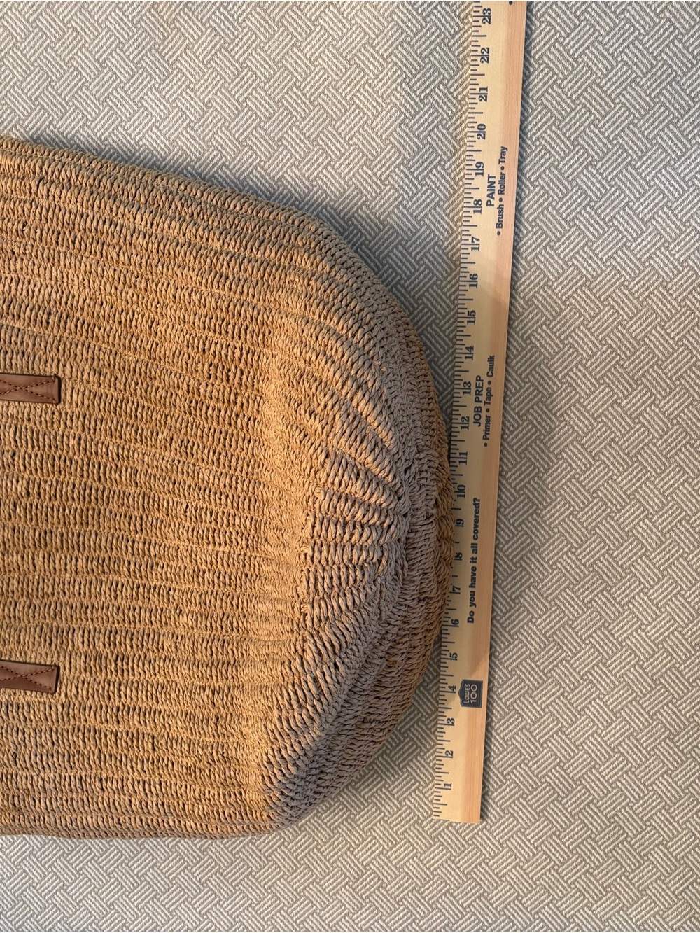 J. Crew Straw Market Tote with Brown Leather Handles NWOT - Picture 4 of 11